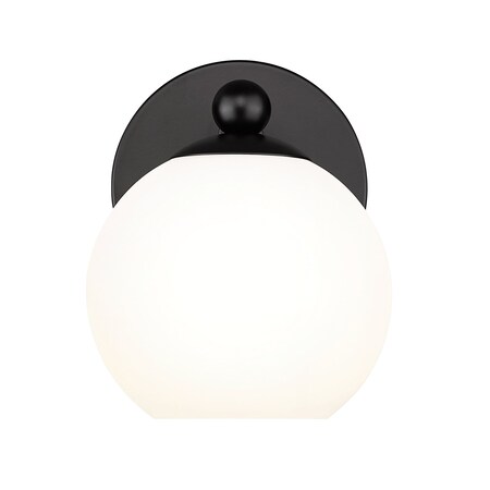 Z-Lite Neoma Wall Sconce, 1-Light, 5.25 In.W x 6.75 In.L x 6.75 In.H, Matte Black/Opal Etched 1100-1S-MB